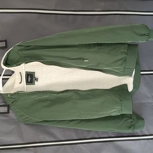 Hooded sherpa interior bomber jacket